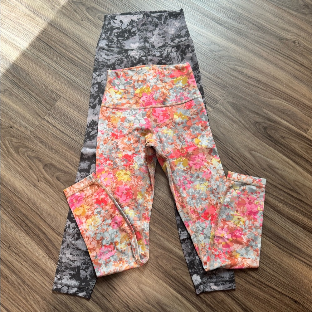 lululemon Align-set of two Floral and Gray Leggings